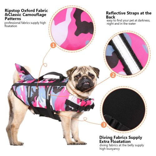 Cápauszonyos terepszínű kisállat mentő& úszómellény -Rózsaszín - M