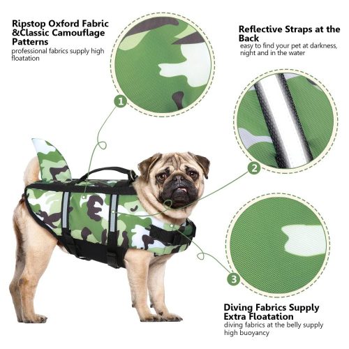 Cápauszonyos terepszínű kisállat mentő& úszómellény -Zöld -M