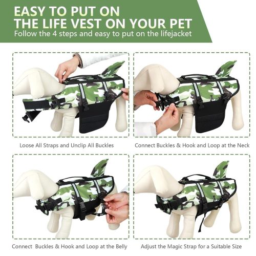 Cápauszonyos terepszínű kisállat mentő& úszómellény -Zöld -M