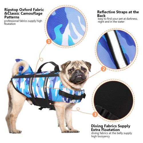 Cápauszonyos terepszínű kisállat mentő& úszómellény -Kék- L