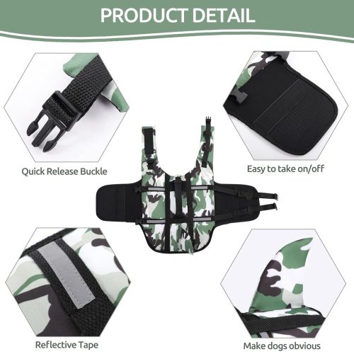 Cápauszonyos terepszínű kisállat mentő& úszómellény -Zöld - L