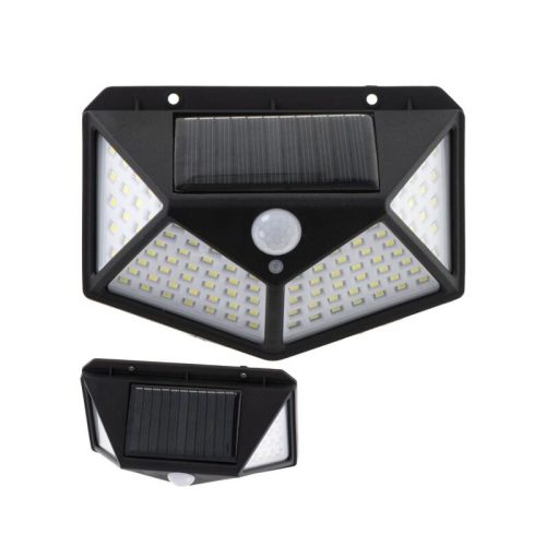 100 LED-es Szolár Fali Lámpa Mozgásérzékelővel