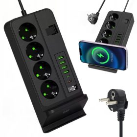   Multifunkciós hosszabító vezeték nélküli töltővel 3000W - 2m