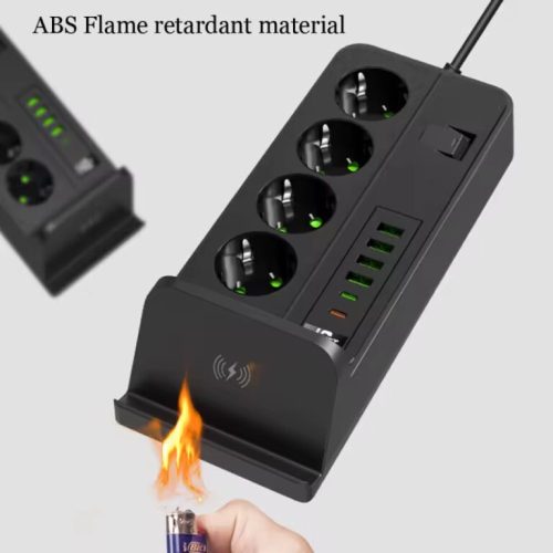 Multifunkciós hosszabító vezeték nélküli töltővel 3000W - 2m