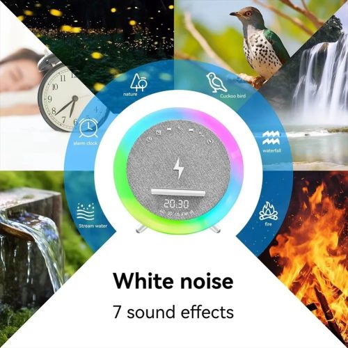 Vezetéknélküli Bluetooth Hangszóró és Ébresztőóra LED Lámpával - 15W