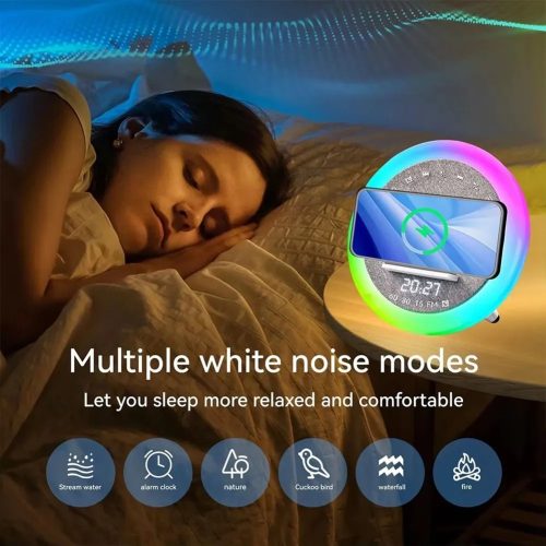 Vezetéknélküli Bluetooth Hangszóró és Ébresztőóra LED Lámpával - 15W