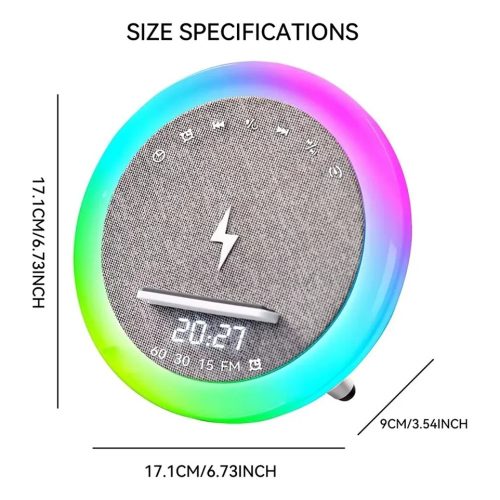 Vezetéknélküli Bluetooth Hangszóró és Ébresztőóra LED Lámpával - 15W