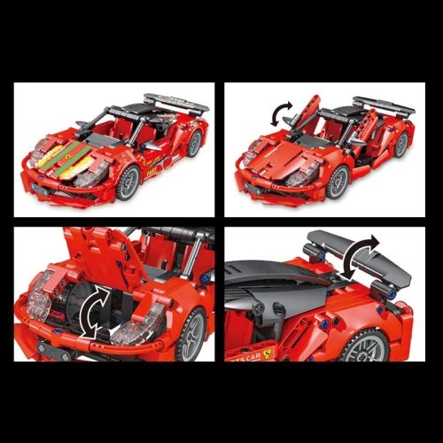Távirányítós építőkocka versenyautó piros – 471 db