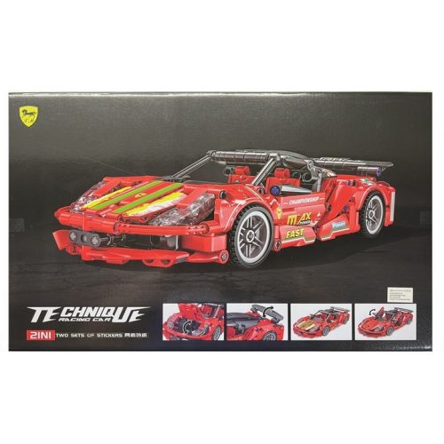 Távirányítós építőkocka versenyautó piros – 471 db