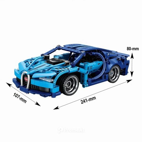 Távirányítós építőkocka versenyautó kék – 372 db