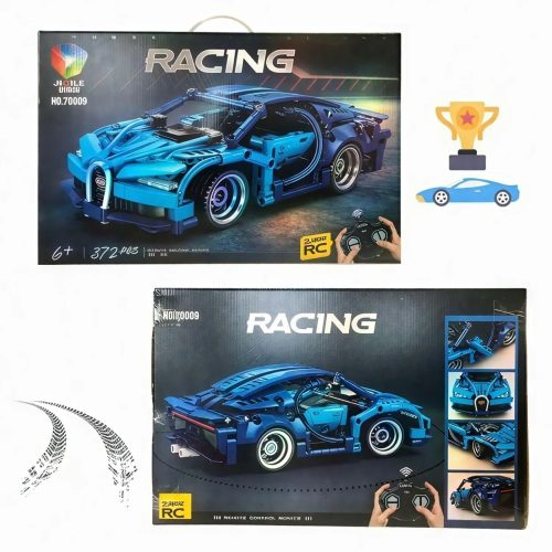 Távirányítós építőkocka versenyautó kék – 372 db