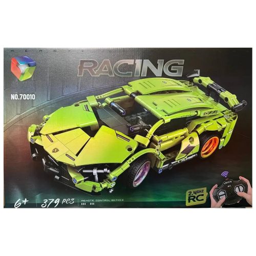 Távirányítós építőkocka versenyautó zöld - 379db