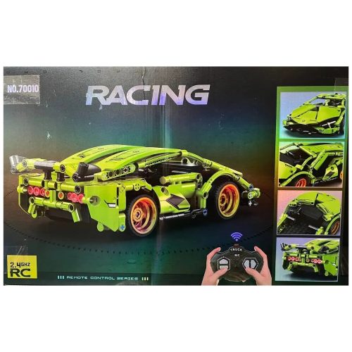 Távirányítós építőkocka versenyautó zöld - 379db