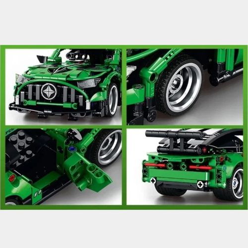 Távirányítós építőkocka versenyautó zöld – 335 db