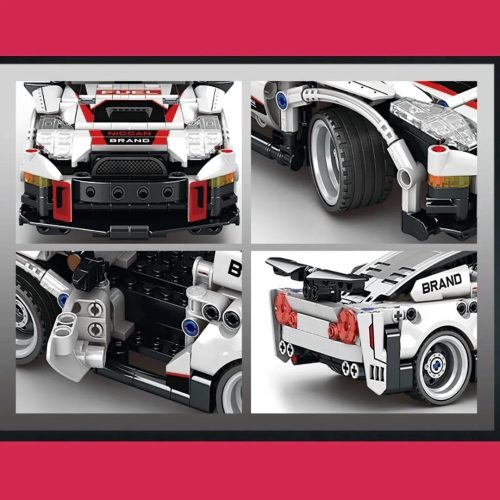 Távirányítós építőkocka versenyautó fehér – 330 db