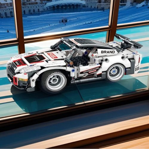 Távirányítós építőkocka versenyautó fehér – 330 db