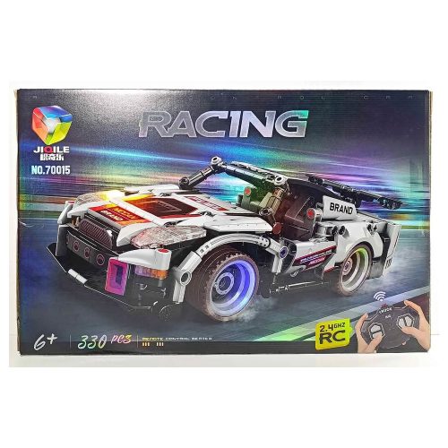 Távirányítós építőkocka versenyautó fehér – 330 db