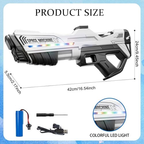 Space Machine Vízipisztoly Játék– Kézi és Elektromos Mód, LED Fénnyel
