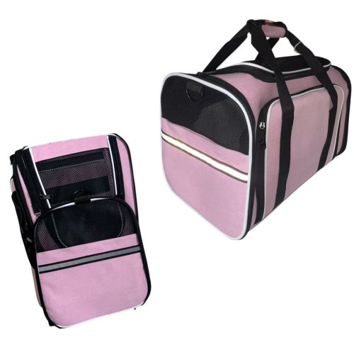 Bővíthető és összecsukható kisállat utazó táska - Rózsaszín