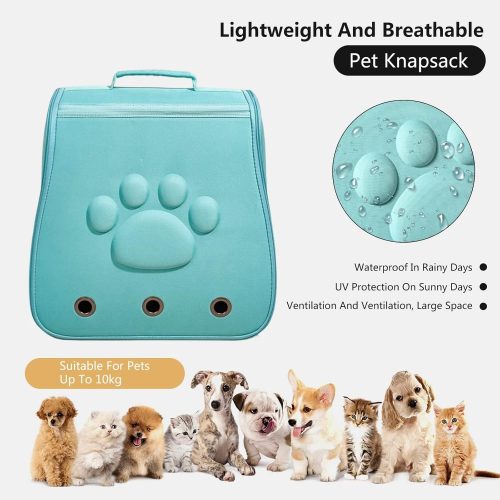 Összecsukható kisállat hátizsák mancs mintával ,türkíz - 38x27cm