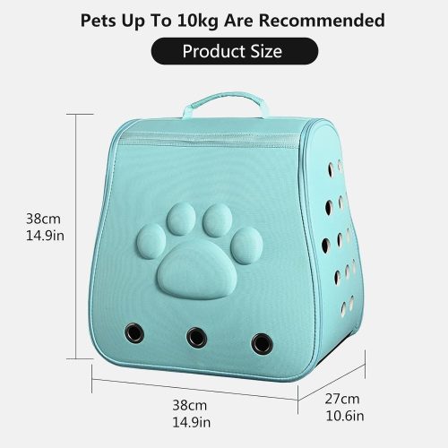 Összecsukható kisállat hátizsák mancs mintával ,türkíz - 38x27cm