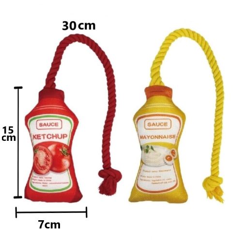 Rágható plüss kötél játék kutyáknak-Ketchup Majonéz - nagy