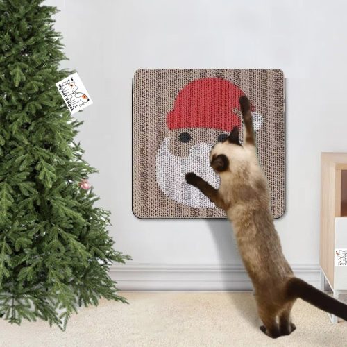 Falra ragasztható macska játék kaparó- Mikulás mintával