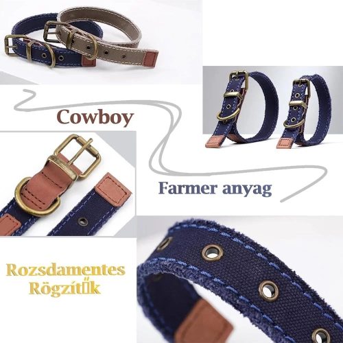 Vintage farmer nyakörv kisállatoknak -M - Khaki