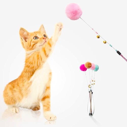 Macska csörgős játékpálca -Plüss gombóc