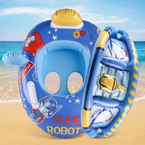 Felfújható beülős gyerek úszógumi levehető napfénytetővel- Robot
