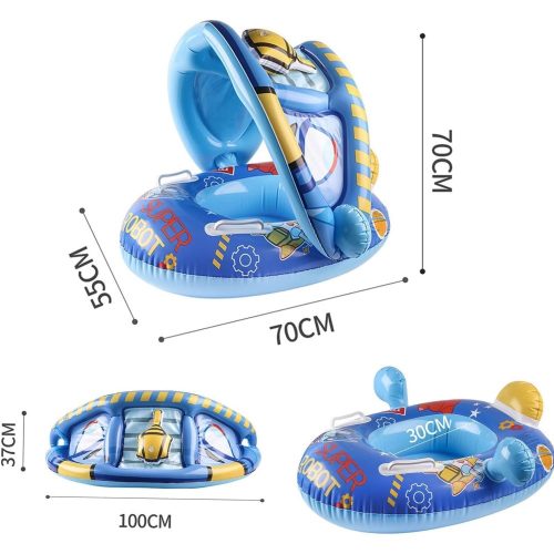 Felfújható beülős gyerek úszógumi levehető napfénytetővel- Robot