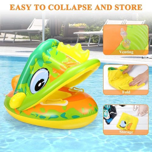 Felfújható beülős gyerek úszógumi levehető napfénytetővel- Sárkány