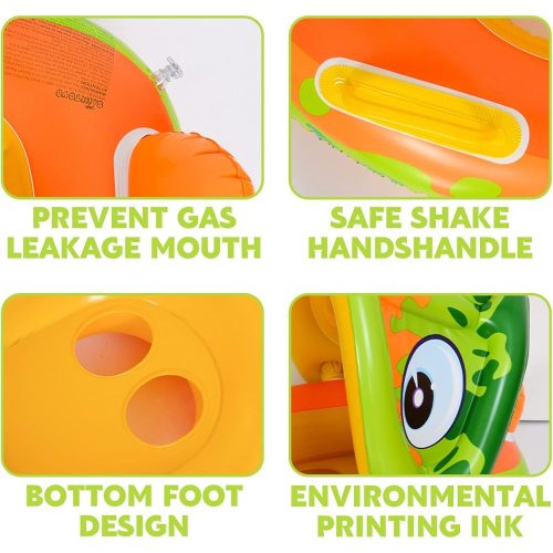 Felfújható beülős gyerek úszógumi levehető napfénytetővel- Sárkány