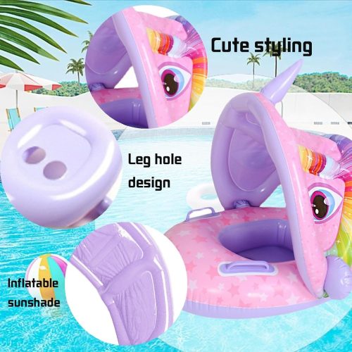 Felfújható beülős gyerek úszógumi levehető napfénytetővel- Unikornis 