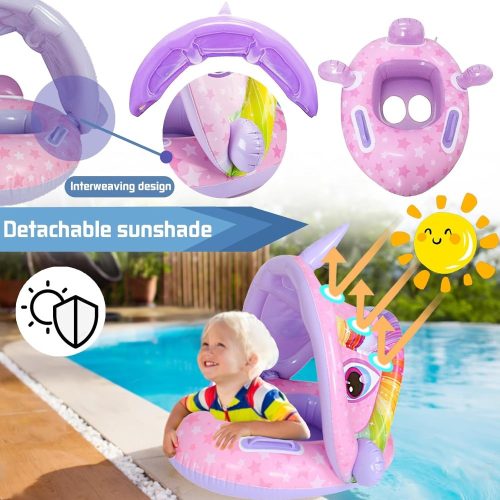 Felfújható beülős gyerek úszógumi levehető napfénytetővel- Unikornis 