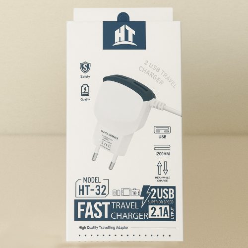 HT-32 Gyorstöltő adapter kettős USB kimenettel-2,1A