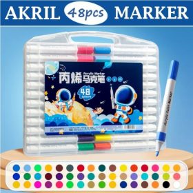 Akril festék filctoll készlet hordozható tárolóban-48db