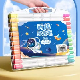 Akril festék filctoll készlet hordozható tárolóban-60db