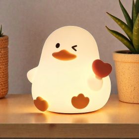   Szilikon kacsás éjjeli lámpa - meleg fényű, puha tapintású éjszakai fény