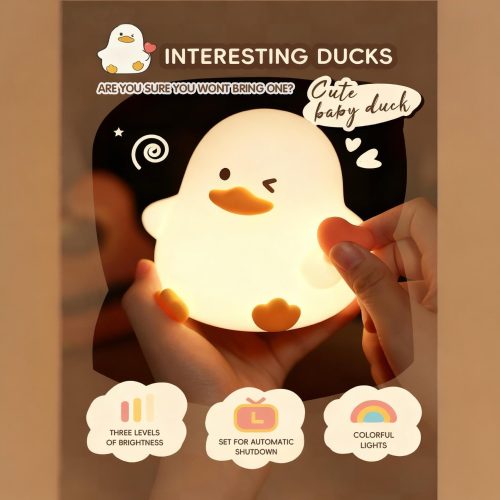 Szilikon kacsás éjjeli lámpa - meleg fényű, puha tapintású éjszakai fény