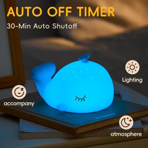 Puhatapintású Bálna Szilikon Éjszakai Fény – Színes és Meleg fényű