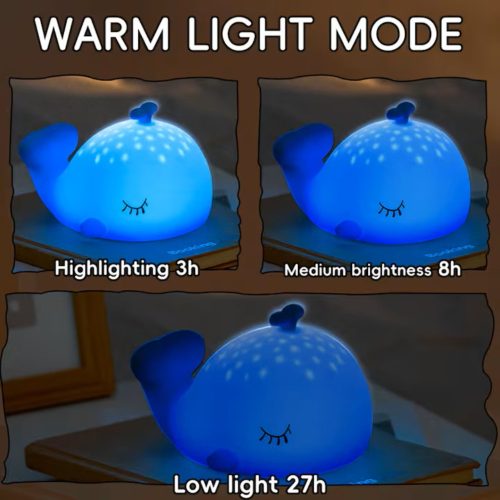 Puhatapintású Bálna Szilikon Éjszakai Fény – Színes és Meleg fényű