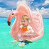 Csillámos flamingó felfújhatós úszógumi levehető napfényvédővel - 85cm