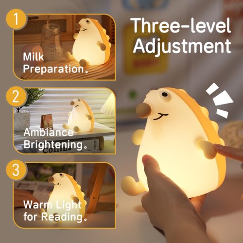 Szilikon sünis éjjeli lámpa - meleg fényű, puha tapintású éjszakai fény