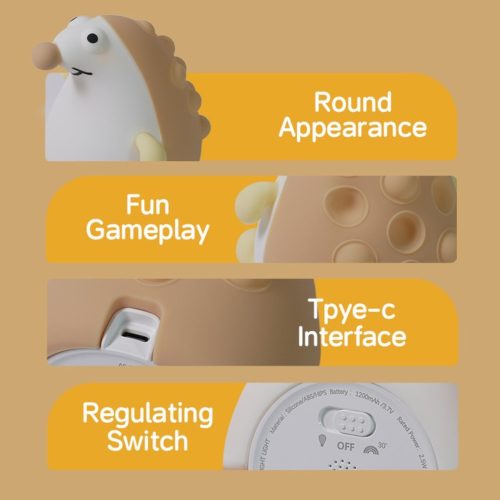 Szilikon sünis éjjeli lámpa - meleg fényű, puha tapintású éjszakai fény