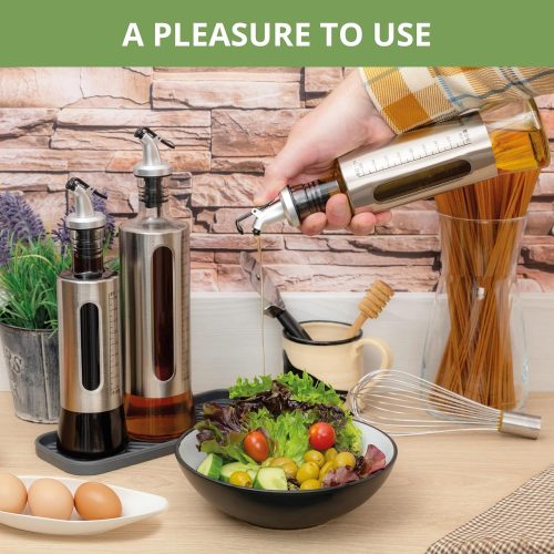 500 ml Olaj- és Ecetadagoló Üveg – Rozsdamentes acél burkolattal