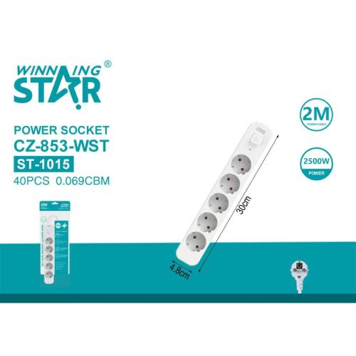 WinningStar Hosszabító 5 aljzat, 2 M