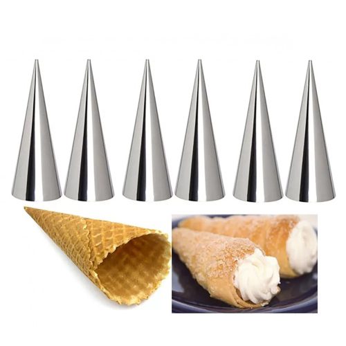 Fém Tölcsér Sütőforma, Habroló Forma – 6 db-os Szett (3 cm átmérő)