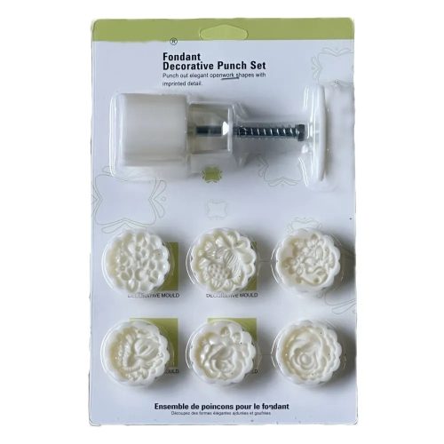 Műanyag sütemény és mooncake mintázó-6 db virágok