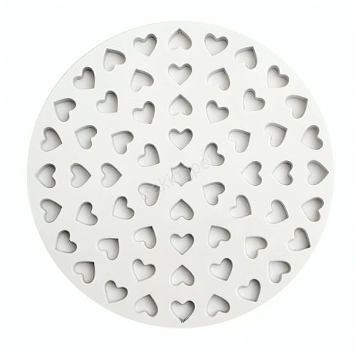 Műanyag tészta kiszúró rács, szív mintás-30cm